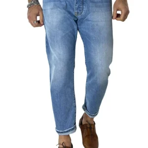 Jeans da uomo lavaggio chiaro modello 5 tasche regular fit made in italy