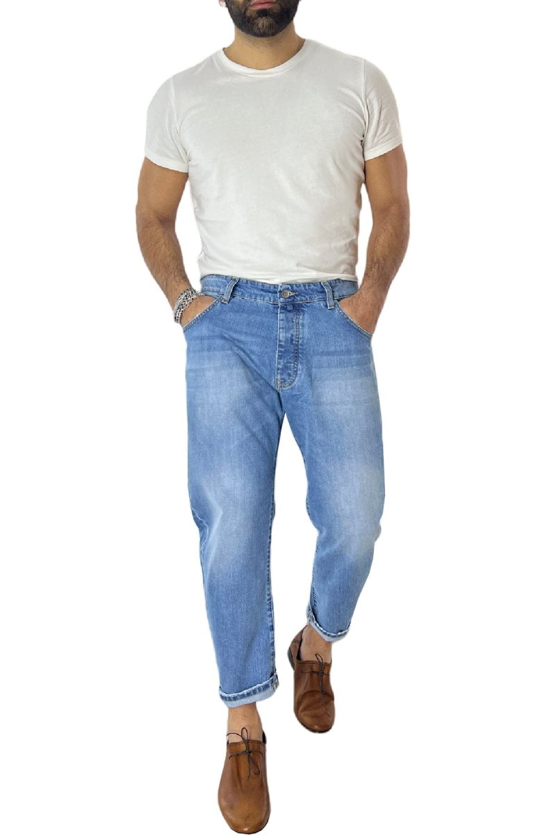 Jeans da uomo lavaggio chiaro modello 5 tasche regular fit made in italy - immagine 7