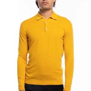 Polo da uomo Manica lunga in cotone 100% leggermente elastica Made in Italy