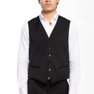 Gilet uomo monopetto nero da cerimonia in fresco lana slim fit Vitale Barberis Canonico