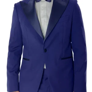 Abito smoking da uomo monopetto royal blu rever a Lancia blu in fresco lana 100% Vitale Barberis Canonico