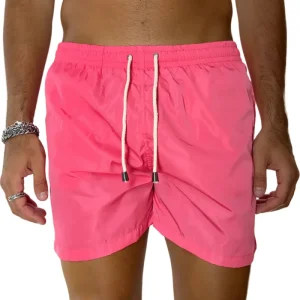 Costume da mare uomo fuxia tinta unita con tasche laterali a filo e laccio regolabile