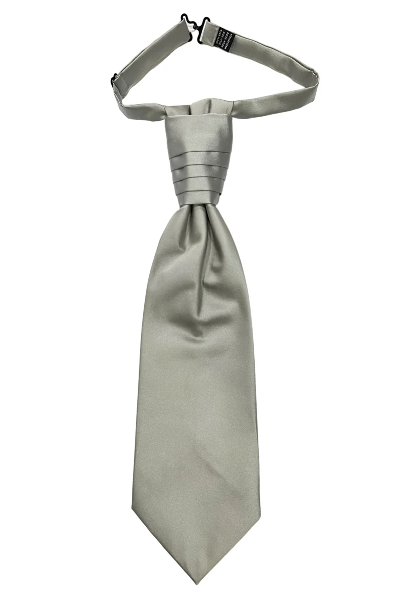 Plastron uomo Grigio 12cm da sposo elegante tinta unita in seta