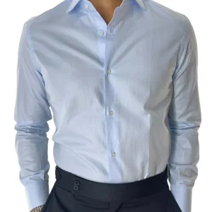 Camicia Uomo oxford nido d’ape extra slim fit 100% cotone Collo semi francese Made In Italy