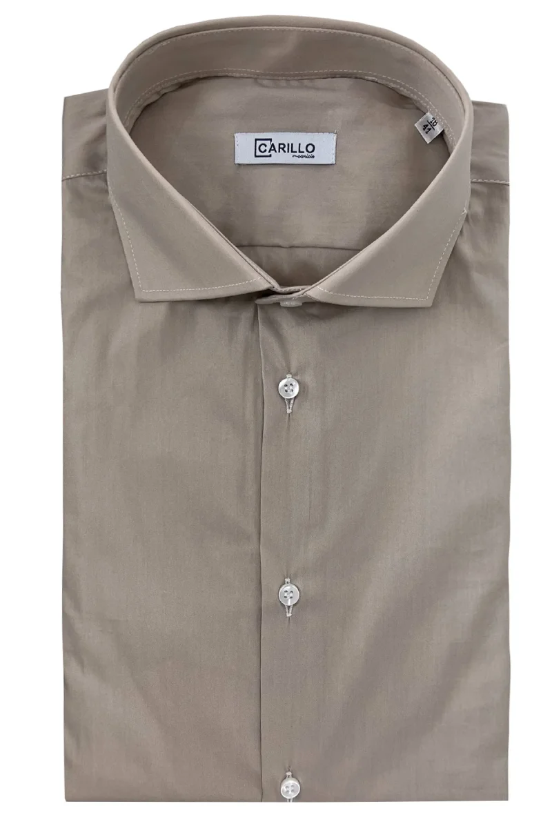 Camicia Uomo extra Slim fit cotone Elastico Collo semi francese tinta unita - immagine 8