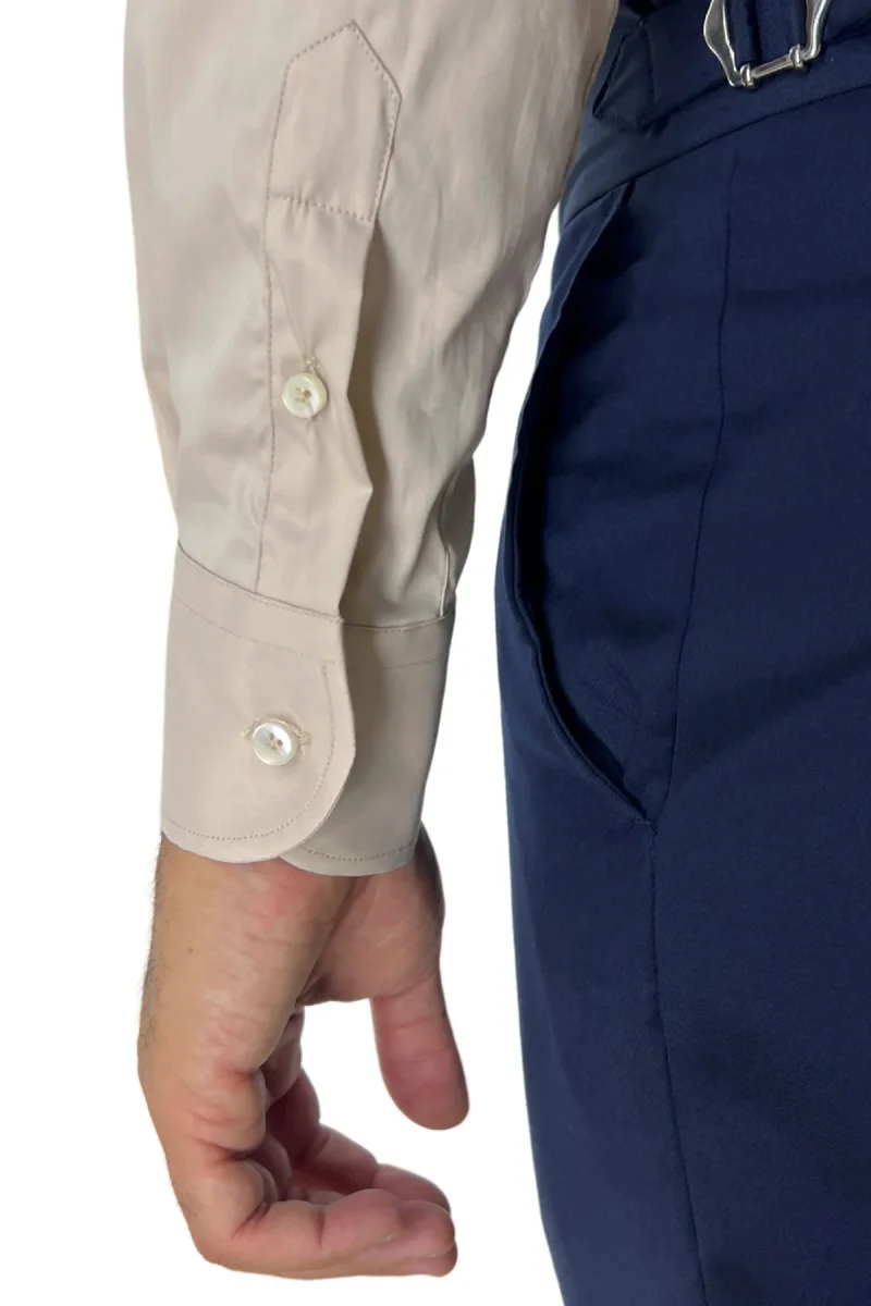 Camicia Uomo extra Slim fit cotone Elastico Collo semi francese tinta unita - immagine 7