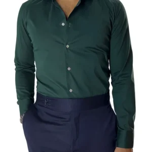 Camicia Uomo extra Slim fit cotone Elastico Collo semi francese tinta unita sartoriale