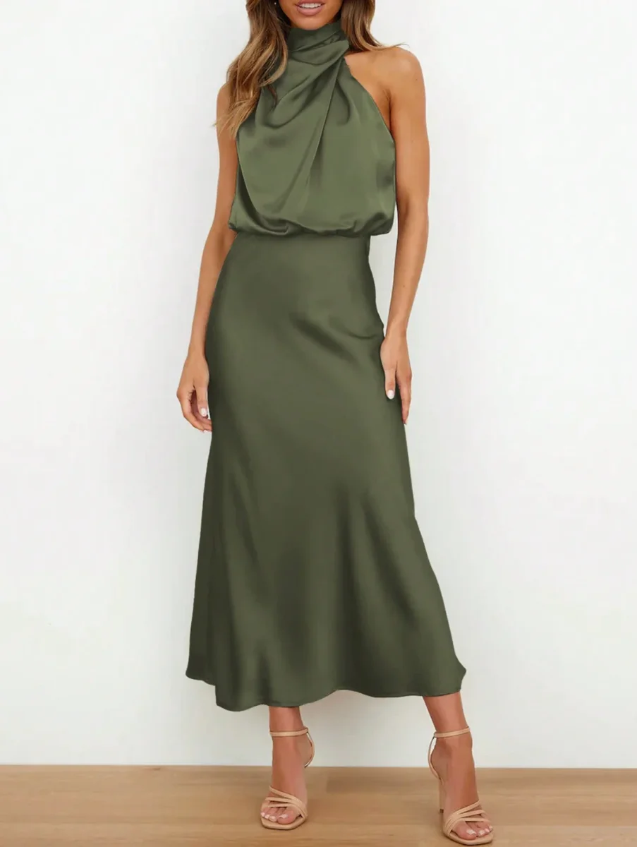 Abito Drappeggiato Raso - immagine 3