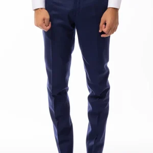 Pantalone uomo royal blu in lana Holland & Sherry tasca america orlo a mano