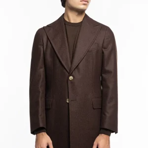 Cappotto uomo marrone monopetto in lana Vitale Barberis Canonico rever largo