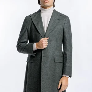 Cappotto uomo verde monopetto in lana Vitale Barberis Canonico rever largo