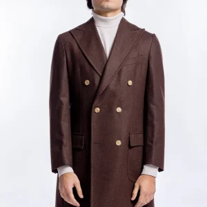Cappotto uomo marrone doppiopetto in lana Vitale Barberis Canonico rever largo