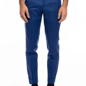 Pantalone uomo royal blu tasca america in fresco lana super 120’s Holland & Sherry