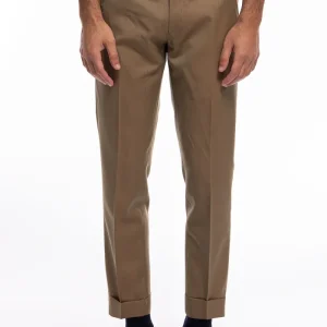 Pantalone uomo fango tasca america in fresco lana e seta Solaro Holland & Sherry