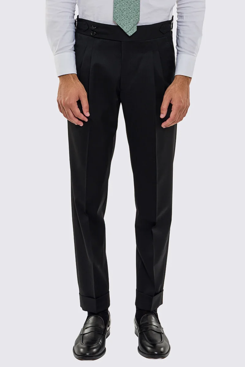 Abito uomo Monopetto nera fresco lana super 130’s Vitale Barberis Canonico sfoderata Rever a lancia tasche a toppe - immagine 9