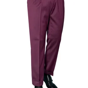 Pantalone uomo bordeaux Solaro vita alta doppia pinces in fresco lana e seta Vitale Barberis Canonico