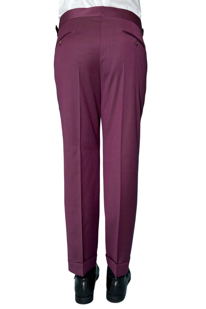 Pantalone uomo bordeaux Solaro vita alta doppia pinces in fresco lana e seta Vitale Barberis Canonico - immagine 5