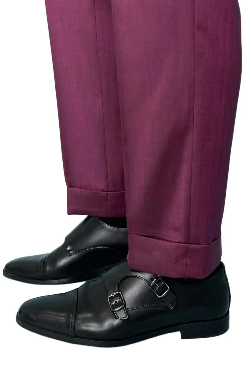 Pantalone uomo bordeaux Solaro vita alta doppia pinces in fresco lana e seta Vitale Barberis Canonico - immagine 7