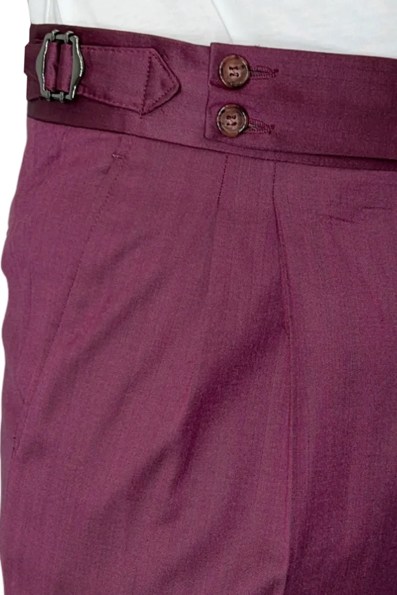 Pantalone uomo bordeaux Solaro vita alta doppia pinces in fresco lana e seta Vitale Barberis Canonico - immagine 6