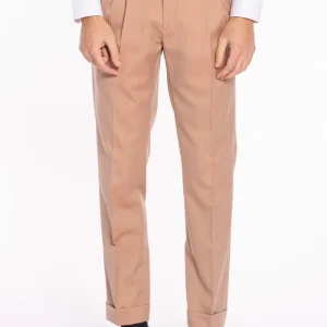 Pantalone uomo pesca chiusura prolungata doppia pinces in fresco lana super 100’s e seta Solaro Holland & Sherry