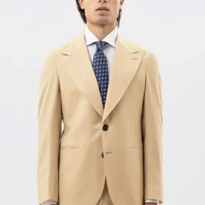 Giacca uomo monopetto Beige fresco lana super 140’s Holland & Sherry Rever a lancia