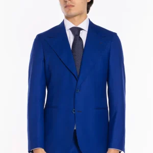 Abito uomo monopetto royal blu fresco lana super 140’s Holland & Sherry Rever a lancia