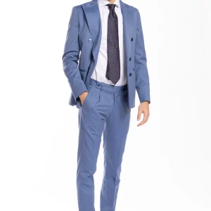 Abito uomo Doppiopetto Celeste Solaro fresco lana super 100’s e seta Holland & Sherry Rever a lancia