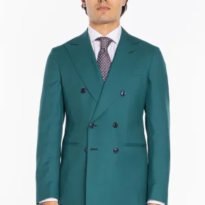 Giacca uomo Doppiopetto verde menta fresco lana super 140’s Holland & Sherry Rever a lancia