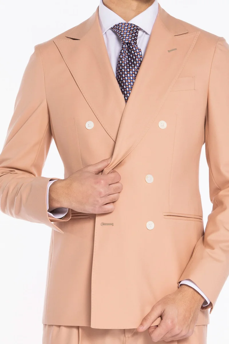 Giacca uomo Doppiopetto Pesca fresco lana super 140’s Holland & Sherry Rever a lancia - immagine 6