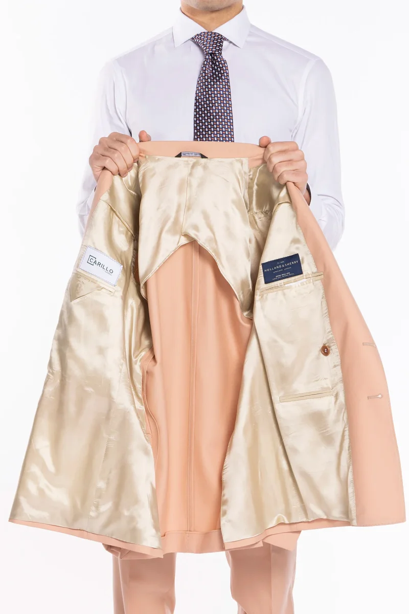 Giacca uomo Doppiopetto Pesca fresco lana super 140’s Holland & Sherry Rever a lancia - immagine 7