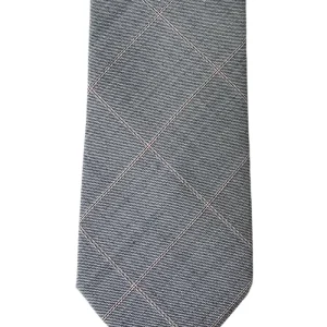 Cravatta uomo grigia a quadri  8cm da cerimonia elegante fresco lana super 120’s