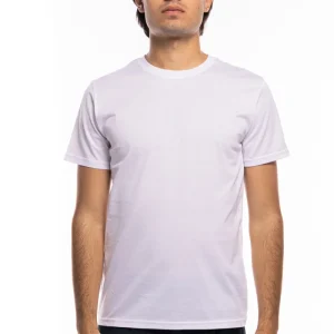 T-shirt da uomo filo di scozia Bianca 100% cotone slim fit tinta unita Made In Italy