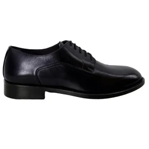 Scarpe stringate da uomo navy blu modello derby in vera pelle con chiusura lacci e suola in cuoio
