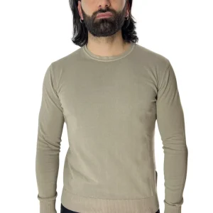 Maglioncino da uomo Tortora maniche lunghe 100% cotone di filo tinta unita finezza 12