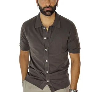 Polo da uomo Marrone mezze maniche 100% cotone di filo finezza 14 con bottoni in chisura