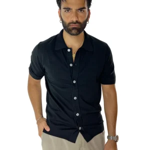 Polo da uomo Nera mezze maniche 100% cotone di filo finezza 14 con bottoni in chisura