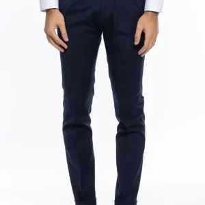 Pantalone uomo Navy blu fresco lana tasca america con una pinces e risvolto 4cm