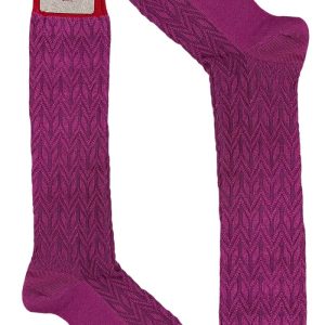 Calzini uomo lunghi vinaccia in lana fantasia geometrica a rilievo con elastico rosso made in italy
