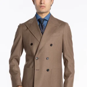Abito uomo Doppiopetto Fango in lana e Cashmere Rever a lancia Bristol Tessuti Napoli