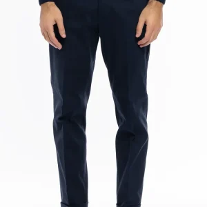 Pantalone uomo navy blu tasca america in cotone slim fit con risvolto di 5cm