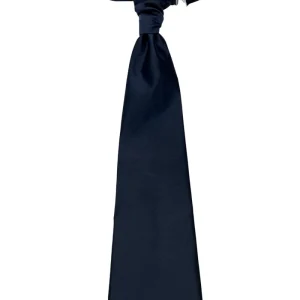 Plastron uomo Blu 12cm da sposo elegante tinta unita 100% seta con spilla inclusa