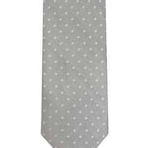 Cravatta uomo grigio chiaro 9cm fantasia pois da cerimonia elegante pura seta