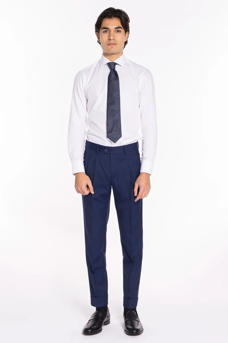 Abito uomo monopetto solaro blu fresco lana e seta Holland & Sherry Rever a lancia - immagine 9