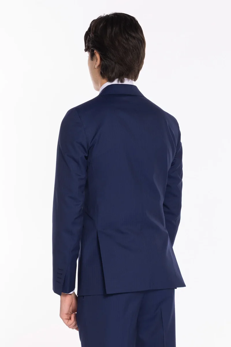 Abito uomo monopetto solaro blu fresco lana e seta Holland & Sherry Rever a lancia - immagine 5