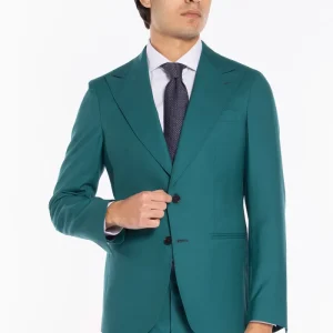 Abito uomo monopetto verde menta fresco lana super 140’s Holland & Sherry Rever a lancia