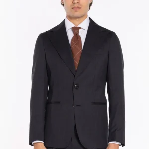 Abito uomo monopetto grigio scuro in fresco lana super 130’s Vitale Barberis Canonico Rever a lancia
