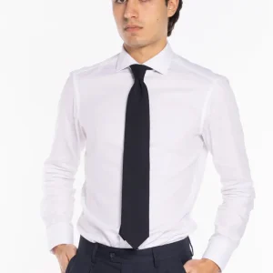 Cravatta uomo blu 9cm tinta unita in fresco lana super 130’s Vitale Barberis Canonico