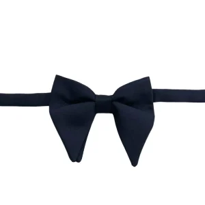 Papillon uomo blu a punta scesa tinta unita in fresco lana super 130’s Bristol Tessuti Napoli