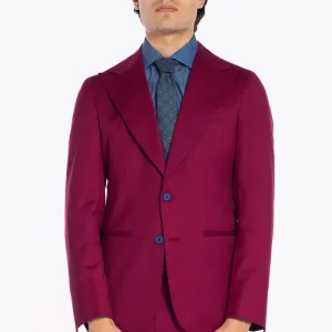 Giacca uomo monopetto Fucsia fresco lana super 130’s Bristol Tessuti Napoli rever a lancia
