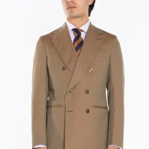 Giacca uomo Doppiopetto fango Solaro fresco lana super 100’s e seta Holland & Sherry Rever a lancia